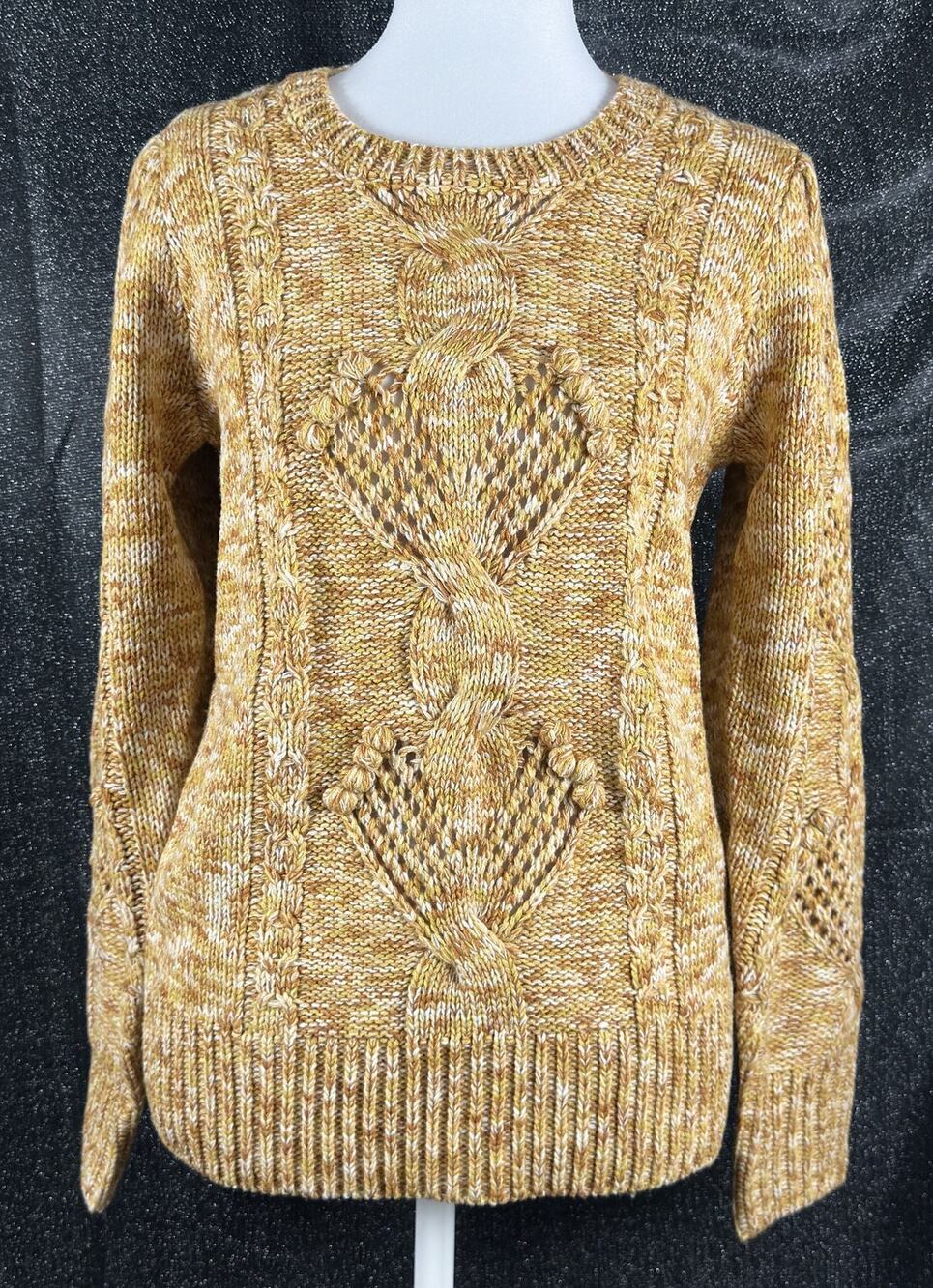 NWT Sugarlips Marled Orange Cable Knit Sweater Textured Chunky Knit SZ Small